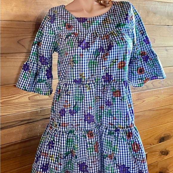 NWT $175 ROMEO & JULIET COUTURE Gingham & Floral Print DRESS Size Medium - Picture 12 of 16